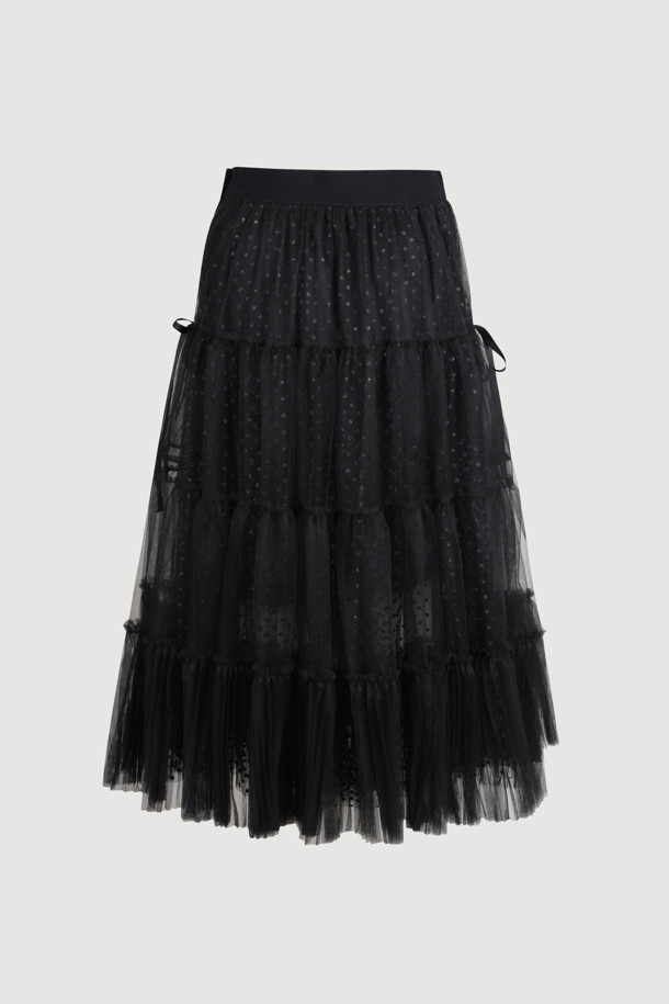 LUCKY CHOUETTE - 롱스커트 - [Holiday Edition] Mesh Long Banding Skirt (black)