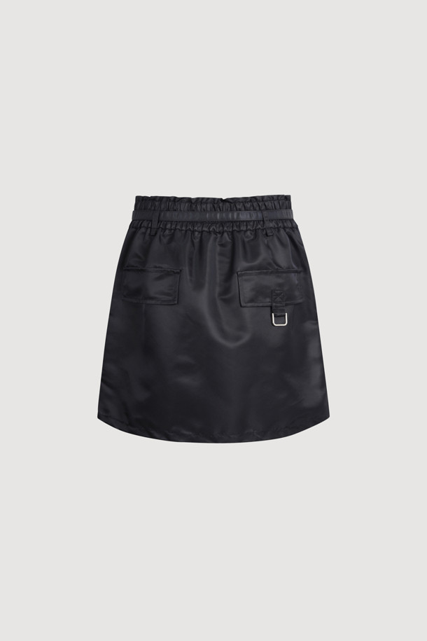 LUCKY CHOUETTE - 미니스커트 - Hem String Banding Skirt (fabric belt) (black)