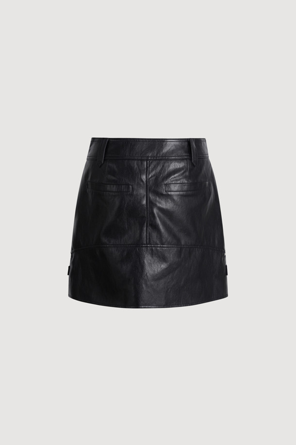 LUCKY CHOUETTE - 미니스커트 - Fake Leather Mini Skirt (fabric belt) (black)