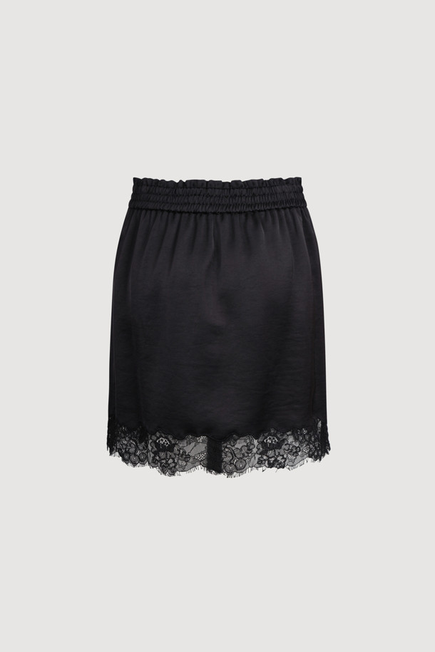 LUCKY CHOUETTE - 미니스커트 - Lace Point Banding Mini Skirt (black)