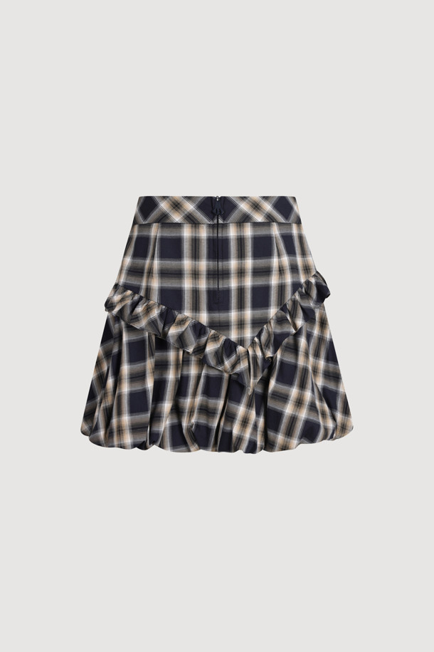 LUCKY CHOUETTE - 미니스커트 - Shirring Check Mini Skirt (multi color)