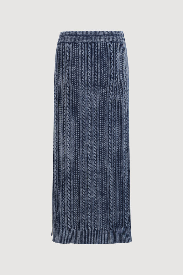 LUCKY CHOUETTE - 롱스커트 - Washed Cable Knit Skirt (grey)