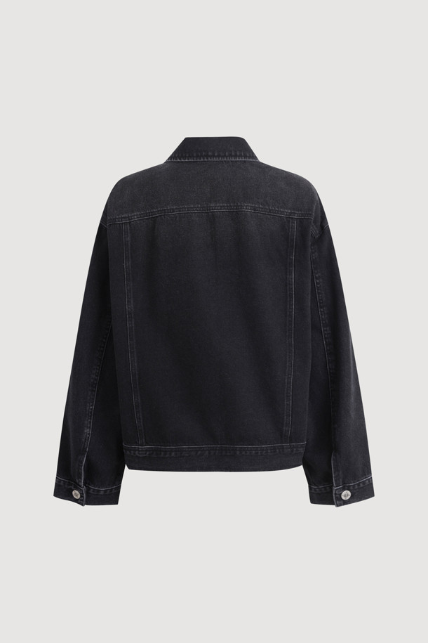 LUCKY CHOUETTE - 자켓 - Front Detail Denim Collar Jacket (black)