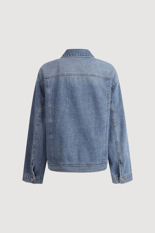 LUCKY CHOUETTE - 자켓 - Front Detail Denim Collar Jacket (blue)