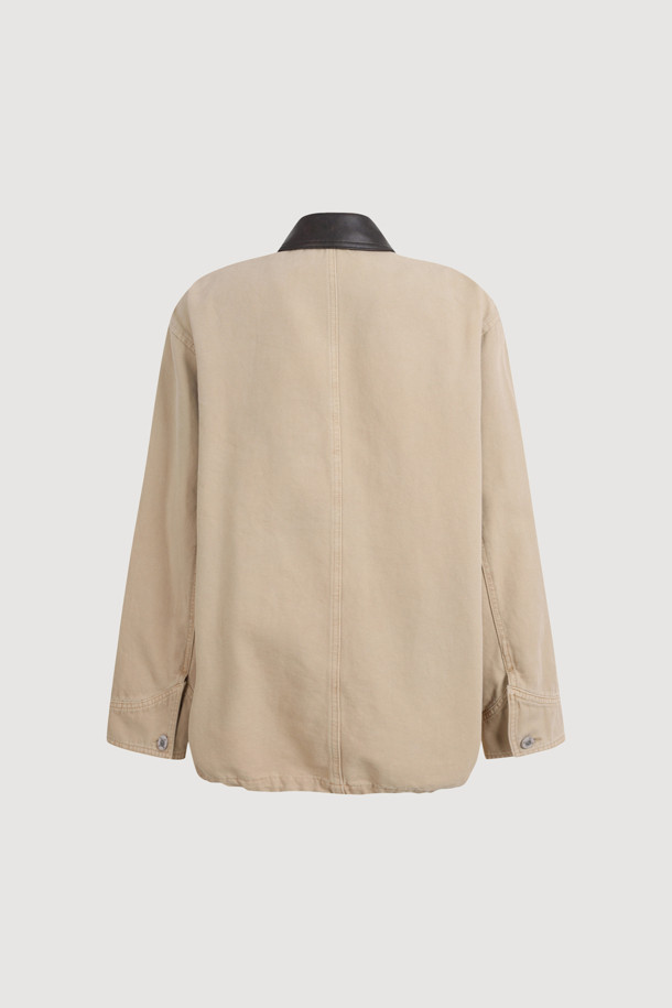 LUCKY CHOUETTE - 점퍼 - Fake Leather Collar Denim Jumper (dark beige)