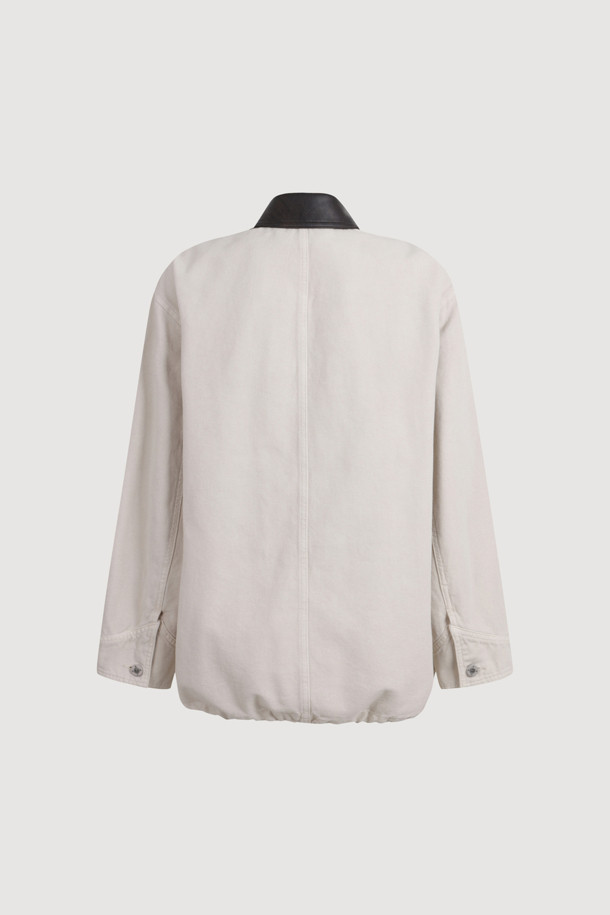 LUCKY CHOUETTE - 점퍼 - Fake Leather Collar Denim Jumper (ivory)