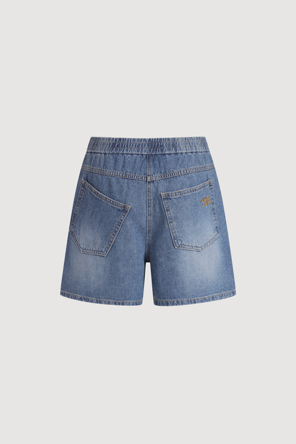 LUCKY CHOUETTE - 쇼트팬츠 - Back Banding Denim Shorts (blue)