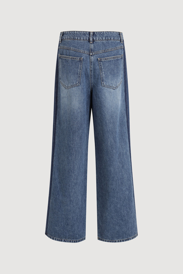 LUCKY CHOUETTE - 데님 - Side Color Denim Pants (blue)