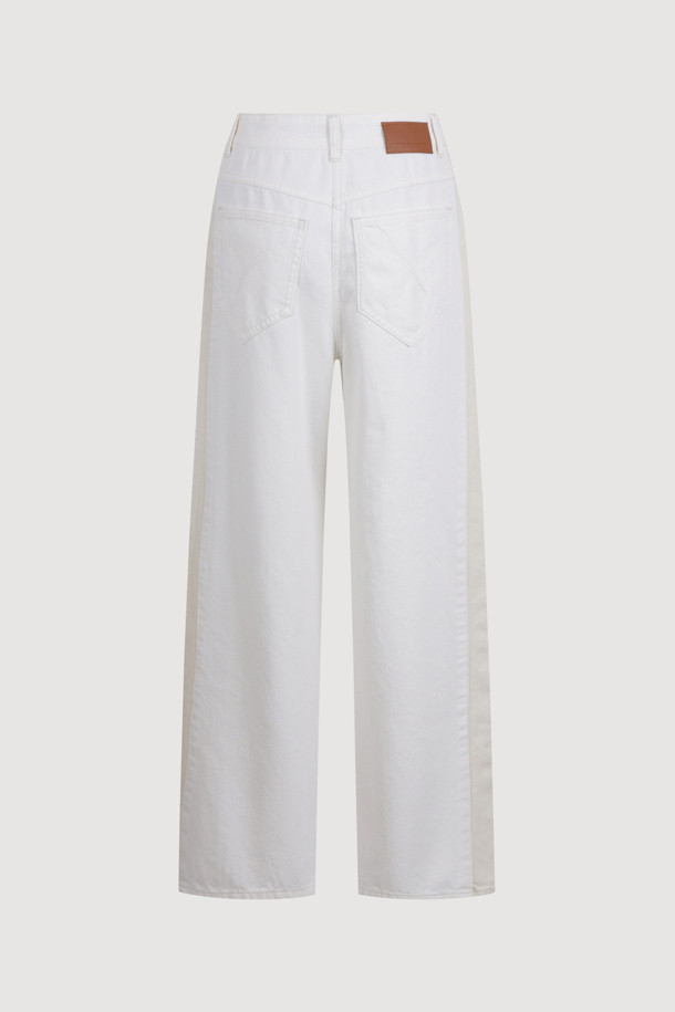 LUCKY CHOUETTE - 롱/미디팬츠 - Waist Coloring Cocoon Fit Denim Pants (ivory)