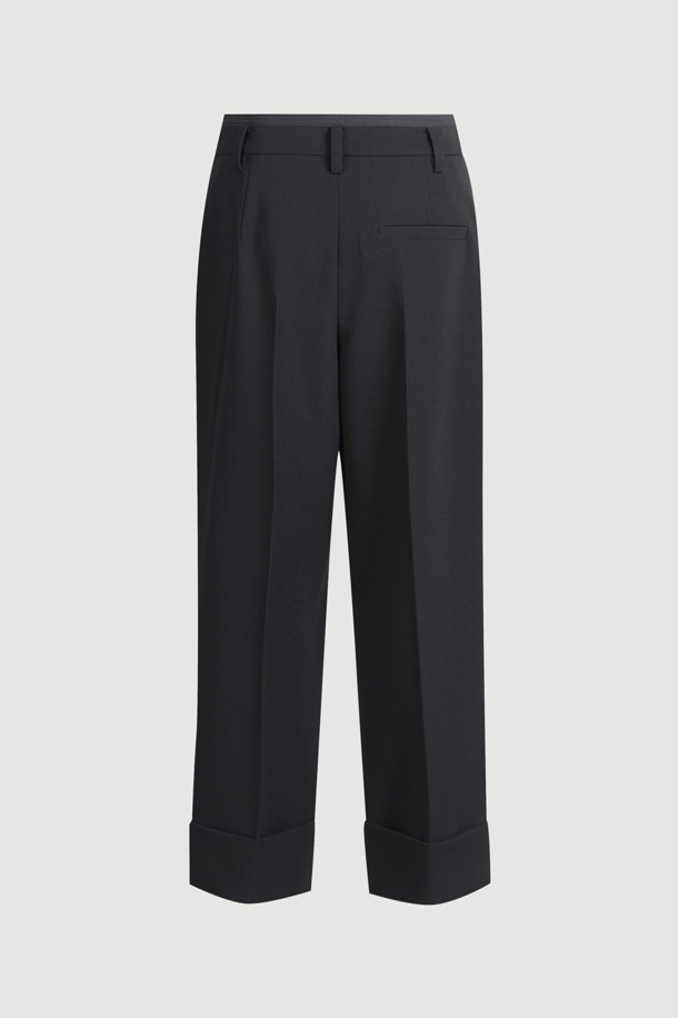 LUCKY CHOUETTE - 롱/미디팬츠 - [Atelier] Solid Turn-up Pants (black)