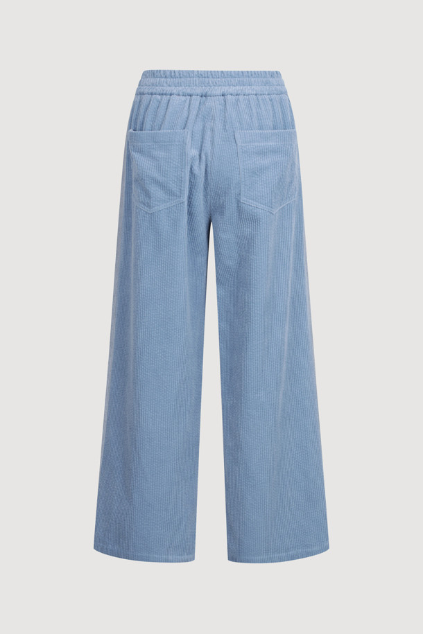 LUCKY CHOUETTE - 롱/미디팬츠 - [Holiday Edition] Side Color Corduroy Banding Pants (light blue)