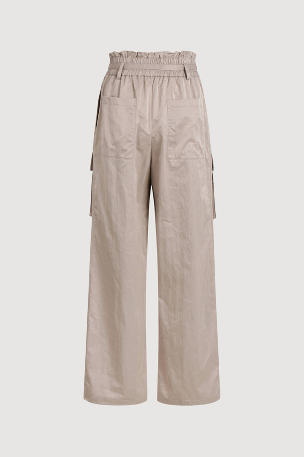 LUCKY CHOUETTE - 롱/미디팬츠 - Out Pocket Jogger Banding Pants (Fabric Belt) (beige)