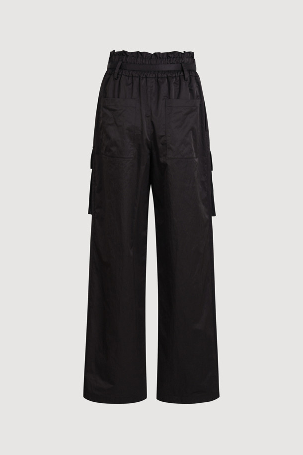 LUCKY CHOUETTE - 롱/미디팬츠 - Out Pocket Jogger Banding Pants (Fabric Belt) (black)