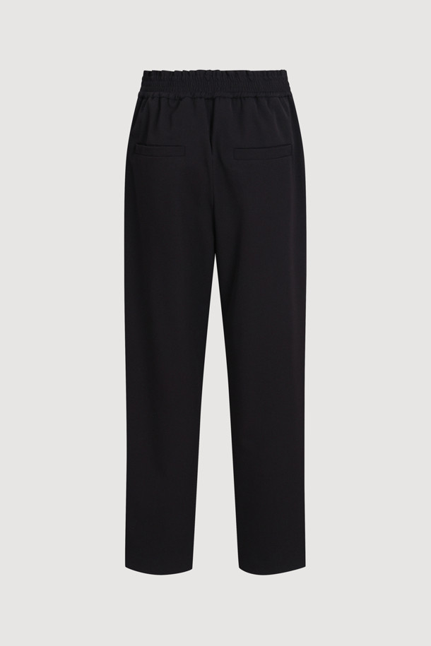 LUCKY CHOUETTE - 롱/미디팬츠 - Straight Back-banding Pants (black)