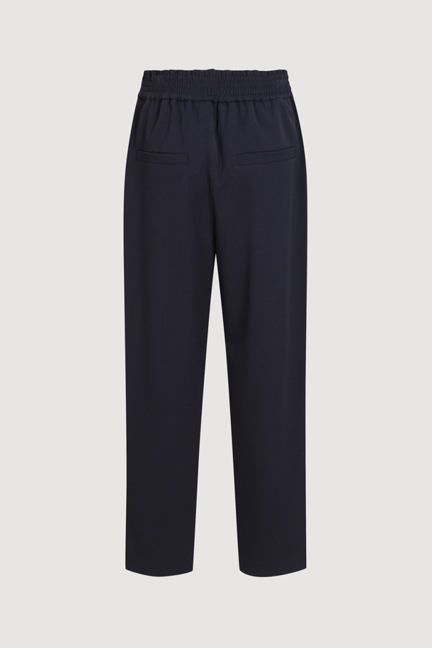 LUCKY CHOUETTE - 롱/미디팬츠 - Straight Back-banding Pants (dark navy)