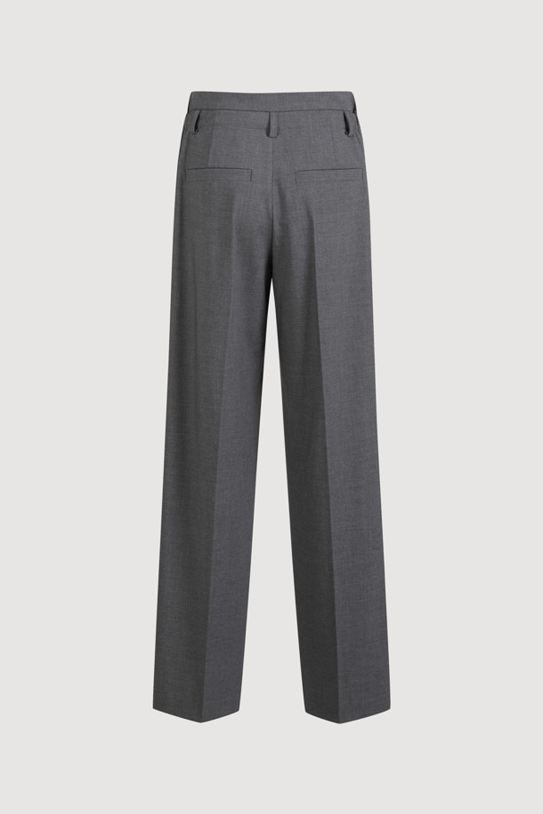 LUCKY CHOUETTE - 롱/미디팬츠 - Sideband Pintuck Wide Pants (grey)