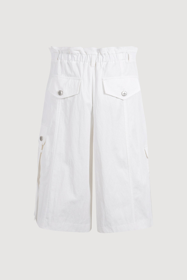 LUCKY CHOUETTE - 쇼트팬츠 - [Atelier] Pocket Point Back Banding Midi Shorts (ivory)