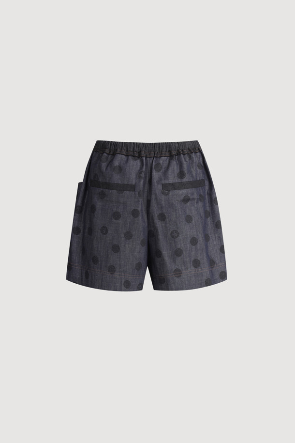 LUCKY CHOUETTE - 쇼트팬츠 - [Atelier] Dot Denim Like Banding Short Pants (dark navy)