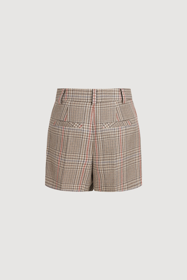 LUCKY CHOUETTE - 쇼트팬츠 - Emblem Point Checkered Shorts (beige)