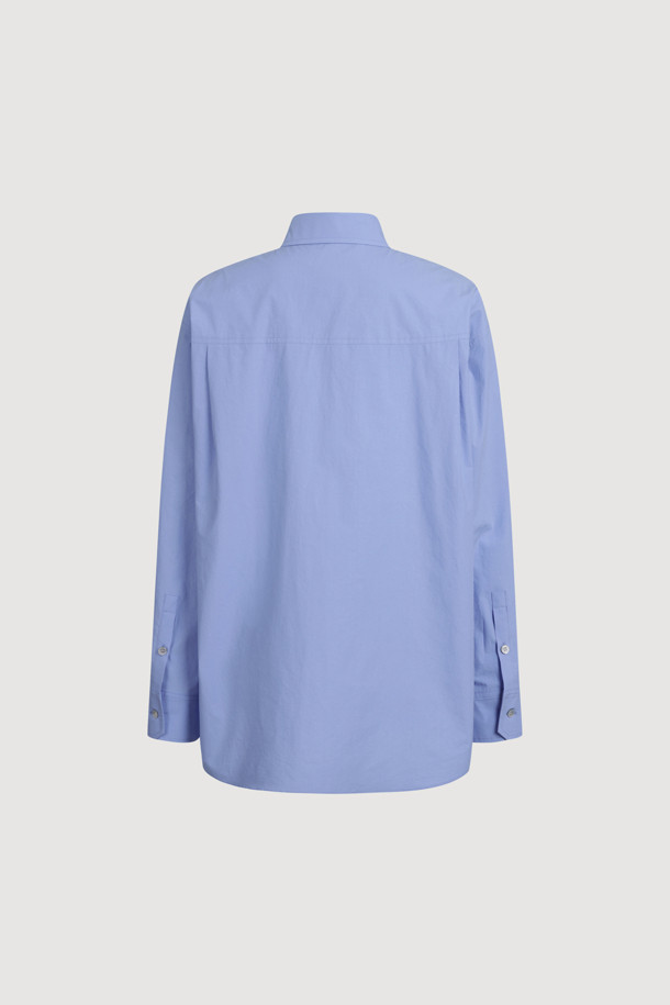 LUCKY CHOUETTE - 블라우스 - Embroidery Point Cotton Shirt Blouse (blue)