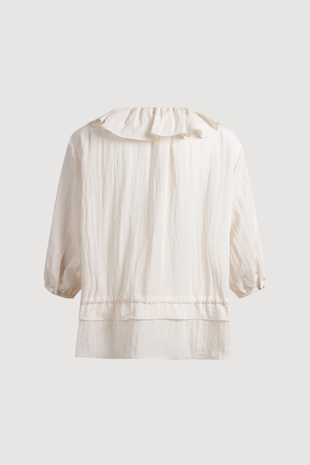 LUCKY CHOUETTE - 블라우스 - Full Open Frill Half Sleeve Blouse (ivory)