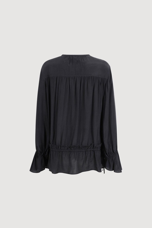 LUCKY CHOUETTE - 블라우스 - [Atelier] Shirring Point Long Sleeve Blouse (black)