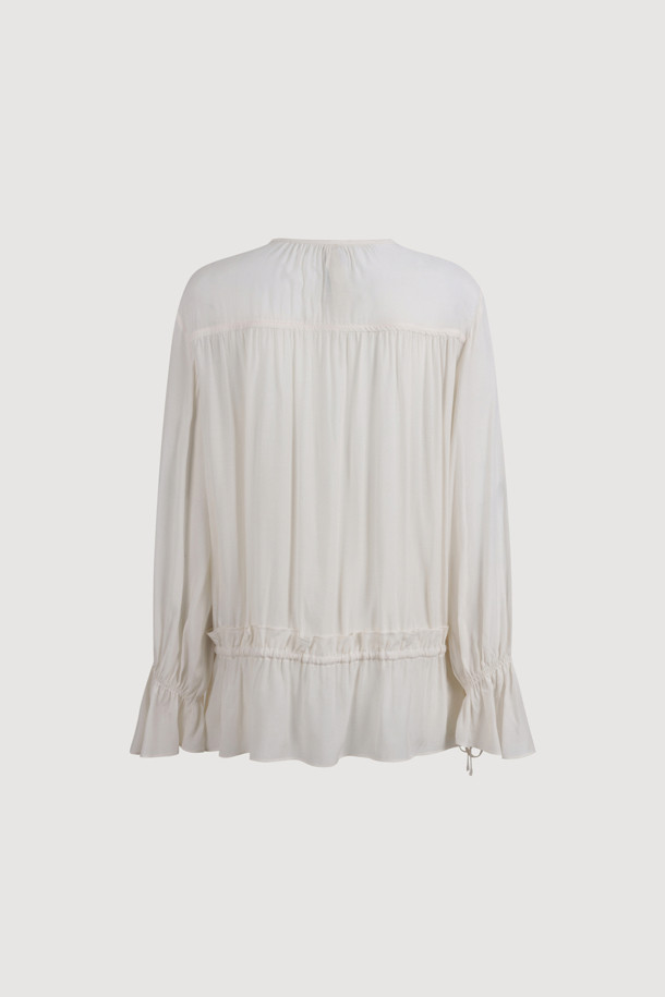 LUCKY CHOUETTE - 블라우스 - [Atelier] Shirring Point Long Sleeve Blouse (ivory)