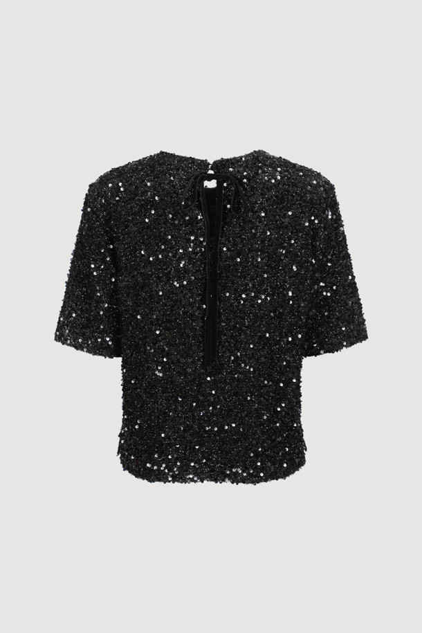 LUCKY CHOUETTE - 블라우스 - [Holiday Edition] Spangle Short Sleeve Blouse (black)