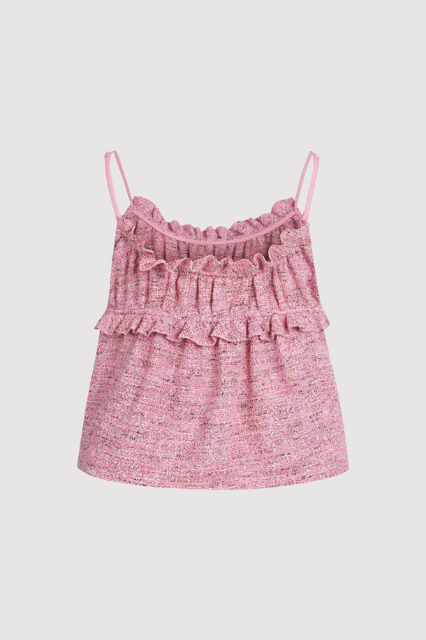 LUCKY CHOUETTE - 블라우스 - Tweed Bustier Blouse (pink)