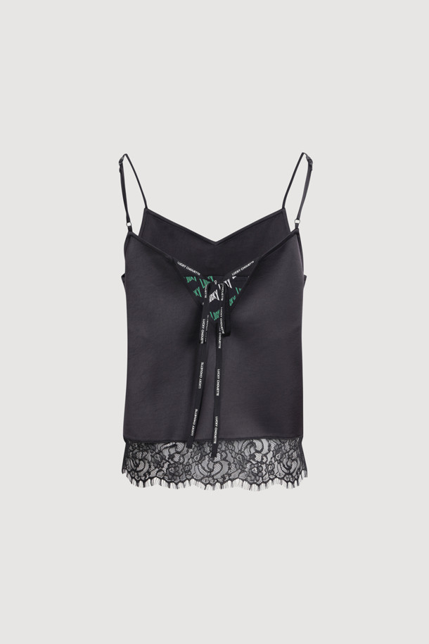 LUCKY CHOUETTE - 블라우스 - Fake Leather Satin Top (black)