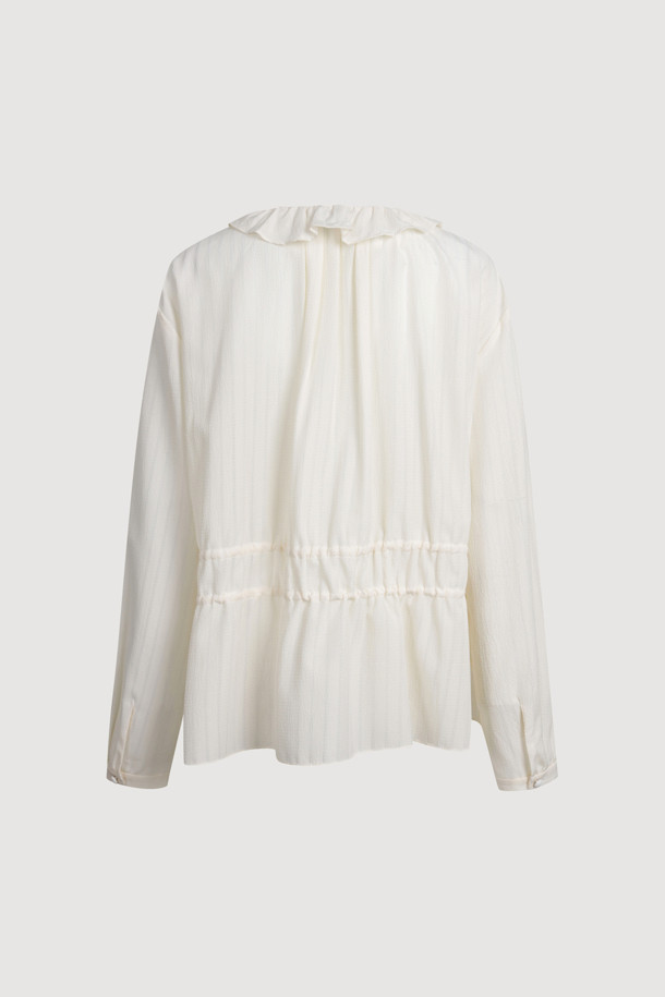 LUCKY CHOUETTE - 블라우스 - Frill Points Long-sleeve Blouse (light beige)