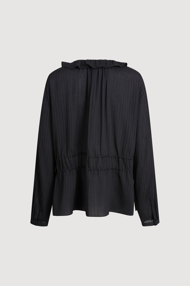 LUCKY CHOUETTE - 블라우스 - Frill Points Long-sleeve Blouse (black)