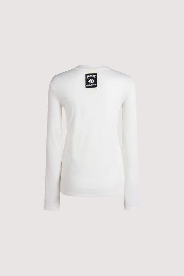 LUCKY CHOUETTE - 긴소매 티셔츠 - Embroidered Point Rib Long-sleeve T-shirt (ivory)