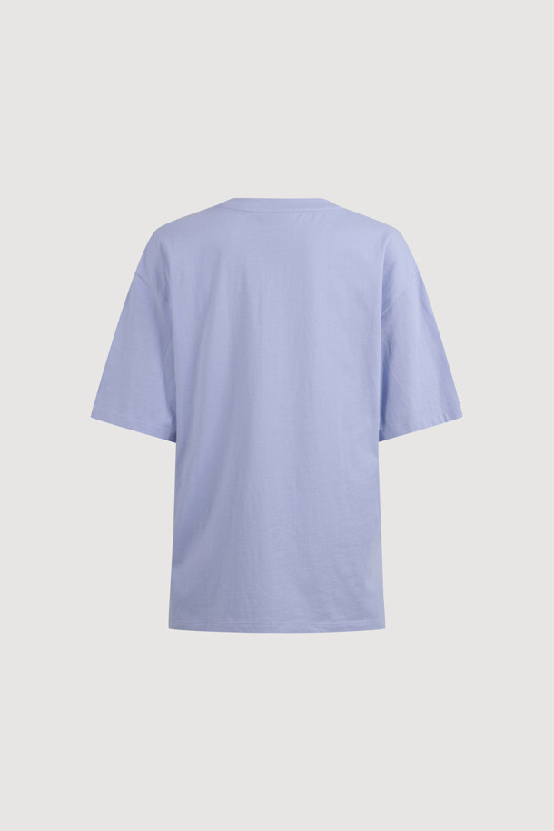 LUCKY CHOUETTE - 반소매 티셔츠 - Chouette Point Half Sleeve T-shirt (light blue)