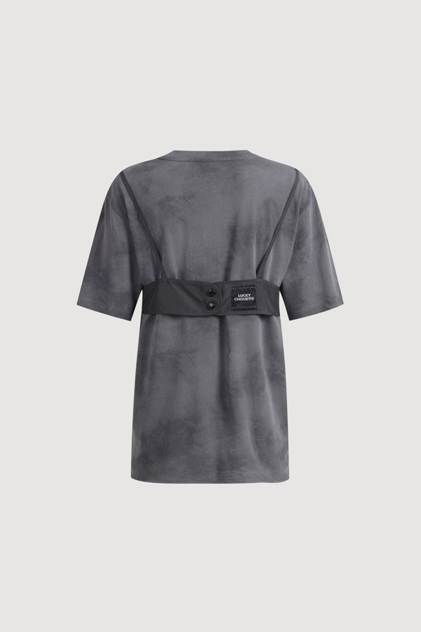 LUCKY CHOUETTE - 반소매 티셔츠 - Bustier Point Half Sleeve T-shirt (grey)