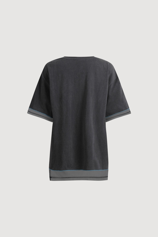 LUCKY CHOUETTE - 반소매 티셔츠 - Mesh Loose Fit Half Sleeve T-shirt (dark grey)