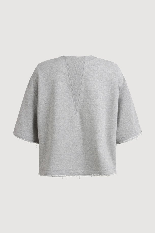 LUCKY CHOUETTE - 반소매 티셔츠 - Print Point Half Sleeve T-shirt (melange grey)