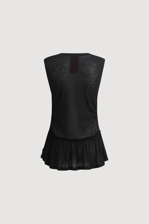 LUCKY CHOUETTE - 민소매티셔츠 - [Re-Order] Frill Point Sleeveless T-shirt