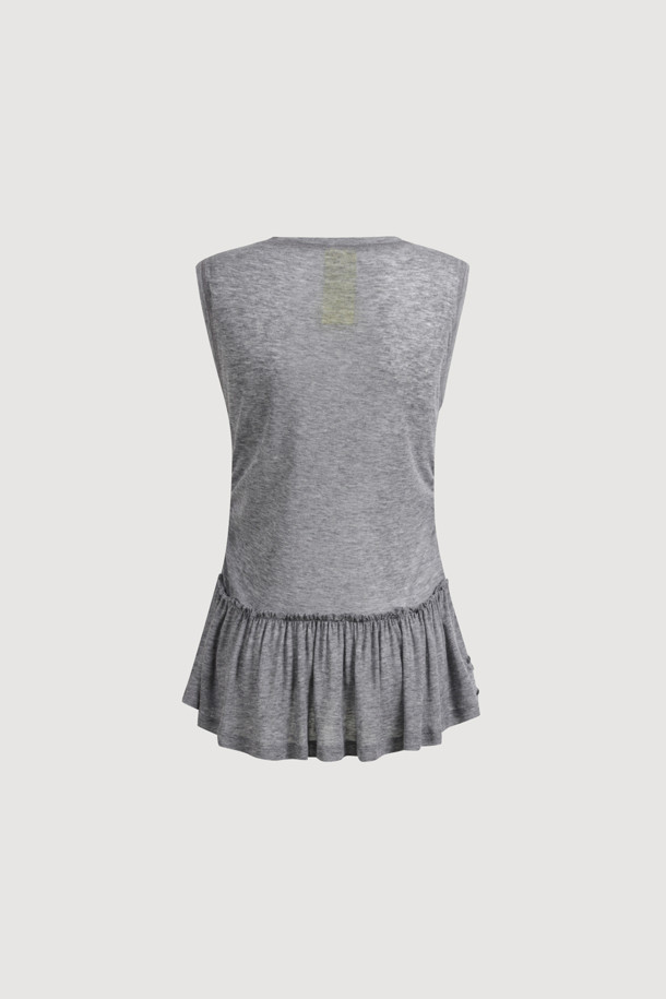 LUCKY CHOUETTE - 민소매티셔츠 - [Re-Order] Frill Point Sleeveless T-shirt
