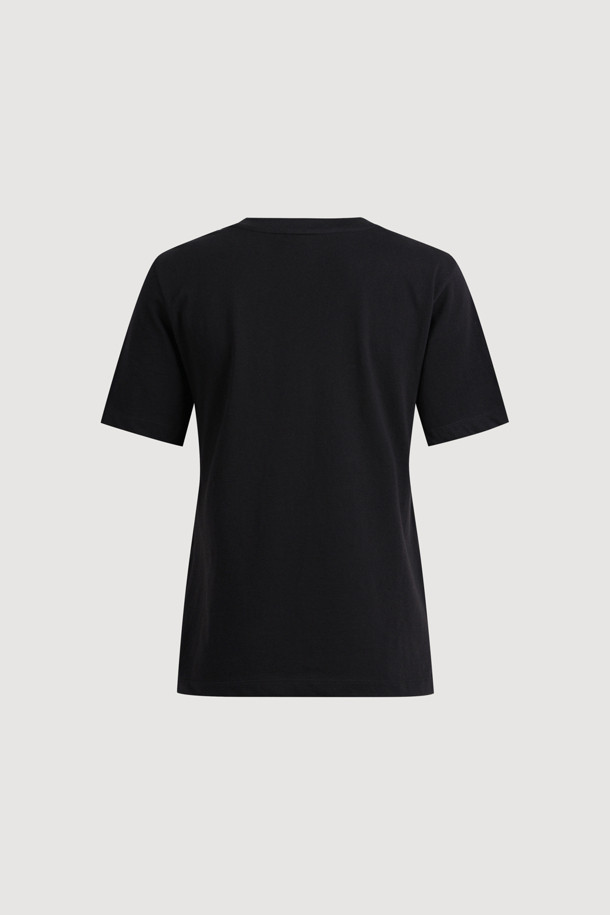 LUCKY CHOUETTE - 반소매 티셔츠 - Emblem Point Slim Fit Half Sleeve T-shirt (black)