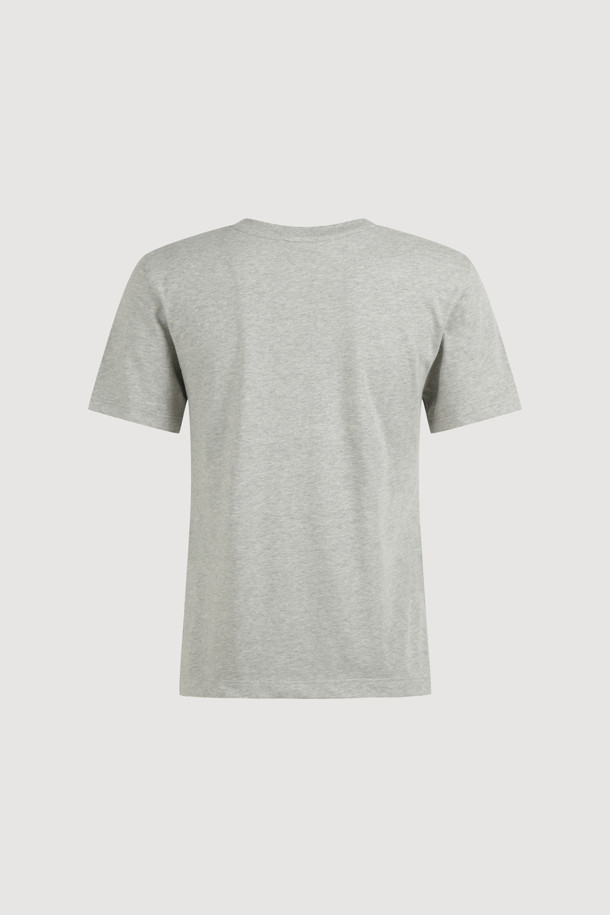 LUCKY CHOUETTE - 반소매 티셔츠 - [Re-Order] Lettering Point Slim Fit Half Sleeve T-shirt (melange grey)