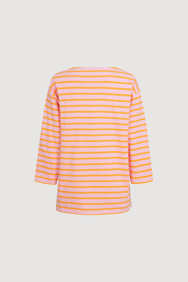 LUCKY CHOUETTE - 긴소매 티셔츠 - [Signature] Stripe Long Sleeve T-shirt (orange)