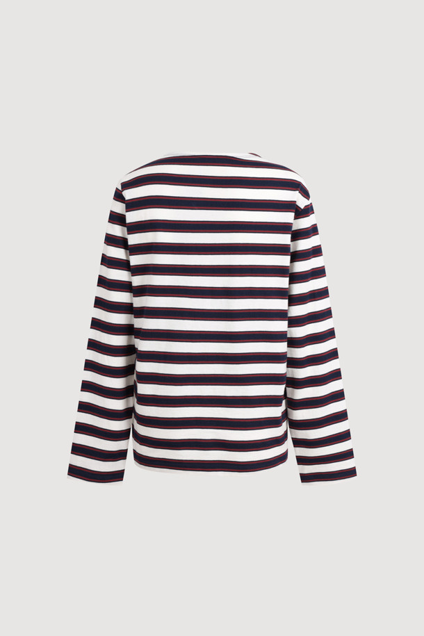 LUCKY CHOUETTE - 긴소매 티셔츠 - [Signature] Chouette Stripe Long Sleeve T-shirt (dark navy)