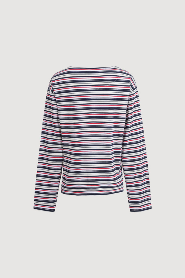 LUCKY CHOUETTE - 긴소매 티셔츠 - [Atelier] Anchor Point Stripe Long Sleeve T-shirt (navy)