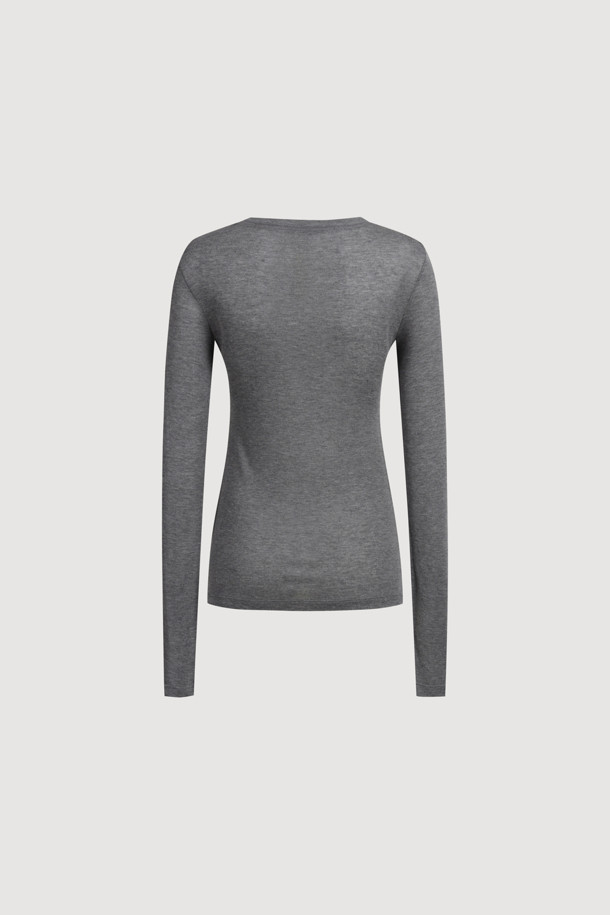 LUCKY CHOUETTE - 긴소매 티셔츠 - [Atelier] Mesh Slim Fit Long Sleeve T-shirt (melange grey)