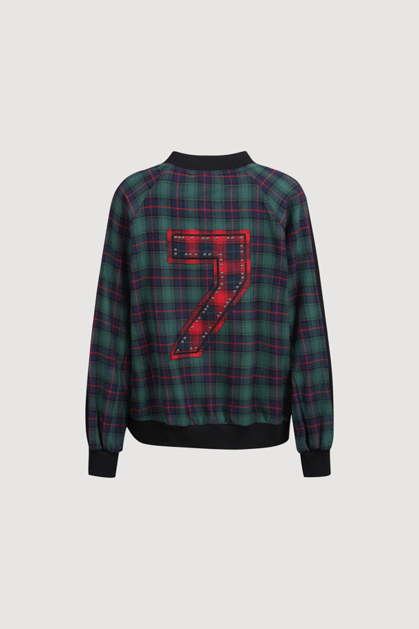 LUCKY CHOUETTE -  - [Re-Order] [Holiday Edition] Back Checkered Color Sweatshirt (black)