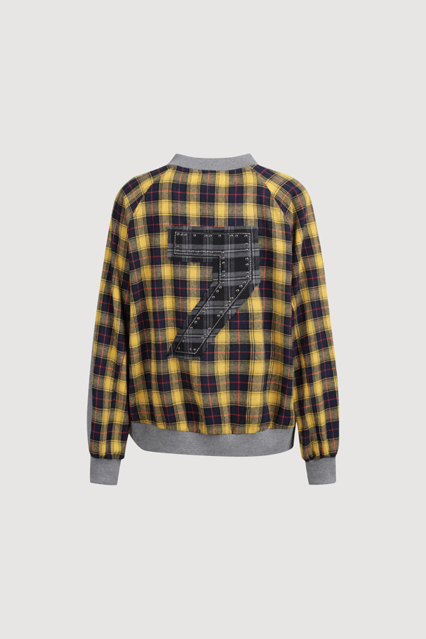 LUCKY CHOUETTE - 스웻셔츠 - [Holiday Edition] Back Checkered Color Sweatshirt (melange grey)