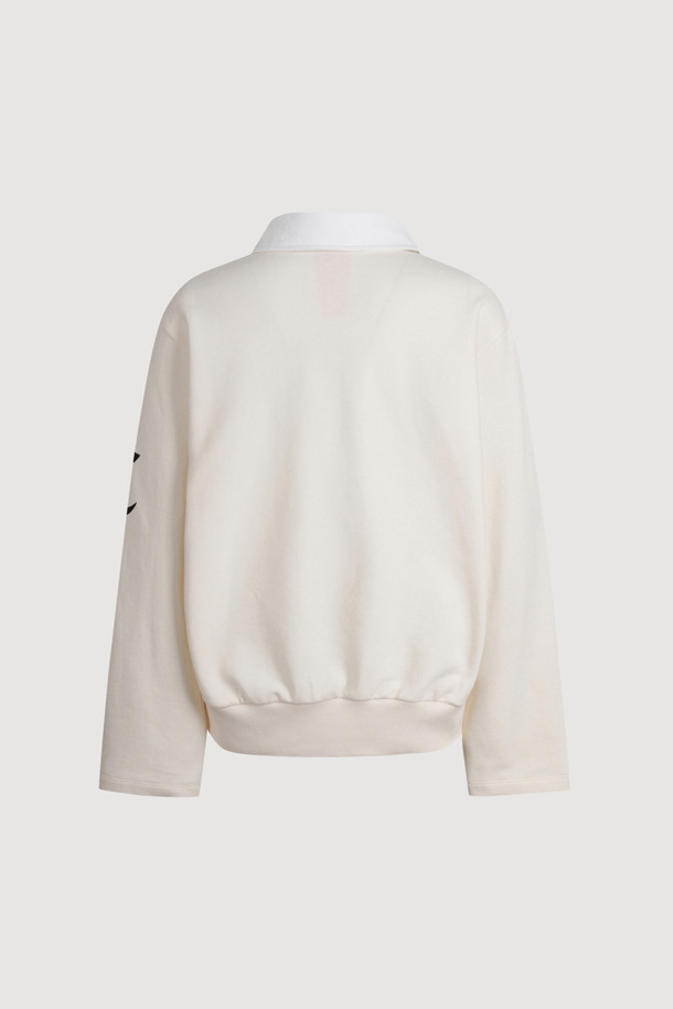 LUCKY CHOUETTE - 긴소매 티셔츠 - Embroidered Point Collar Long-Sleeved T-shirt (ivory)