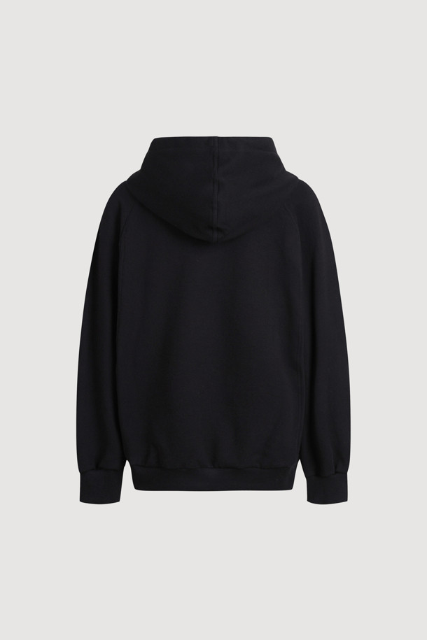 LUCKY CHOUETTE - 후디 - Embroidery Point Hooded T-shirt (black)