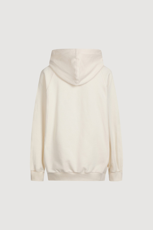 LUCKY CHOUETTE - 후디 - Embroidery Point Hooded T-shirt (ivory)